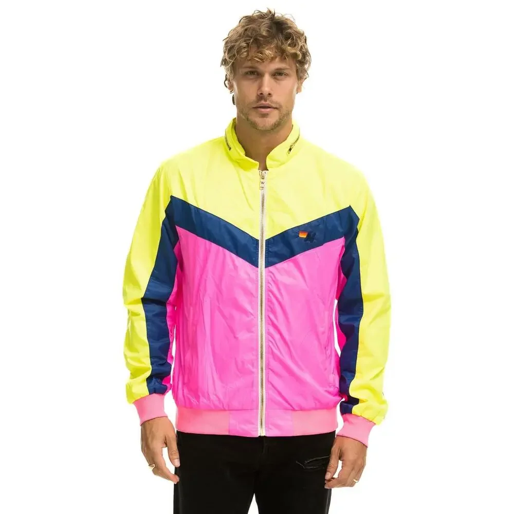 Aviator Nation Neon Pink Windbreaker Jacket Retro Surf Colorblock‎ Men Large
